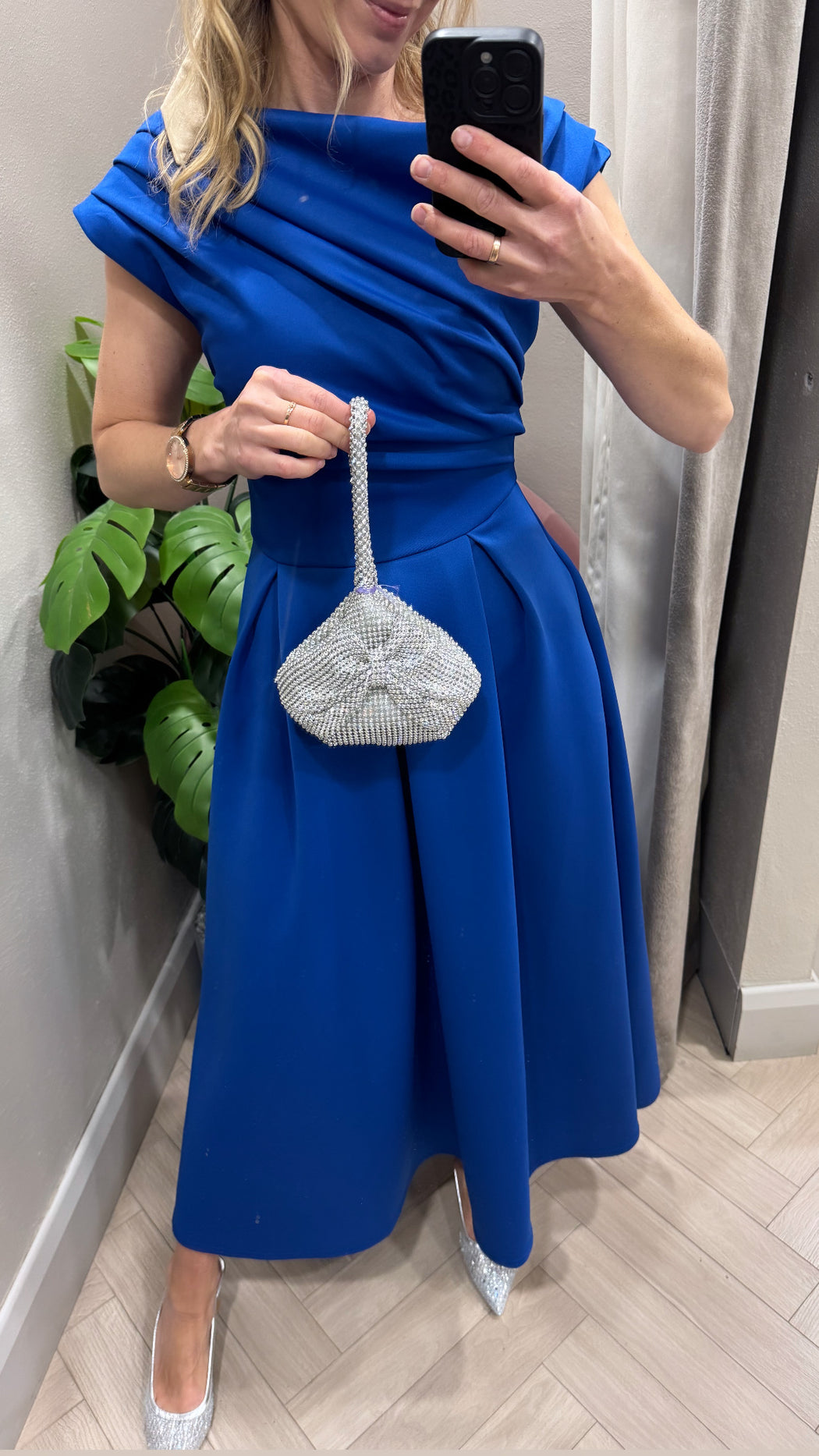 Betty Asymmetric Midi Dress Cobalt