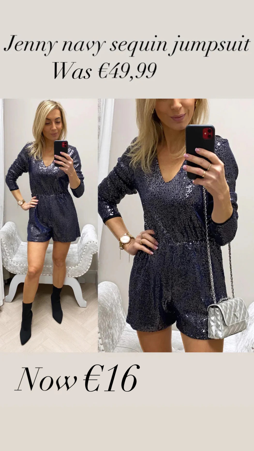 Jenny navy sequin jumpsuit