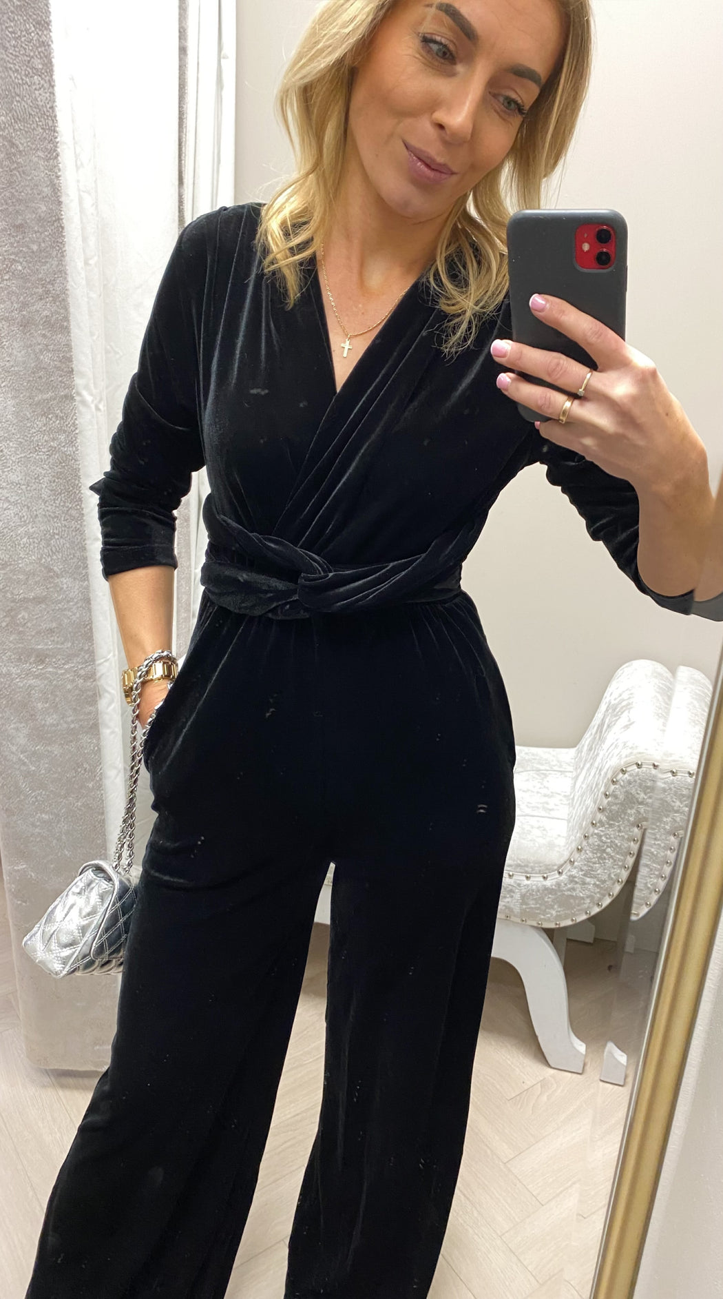 Sophia black velvet jumpsuit