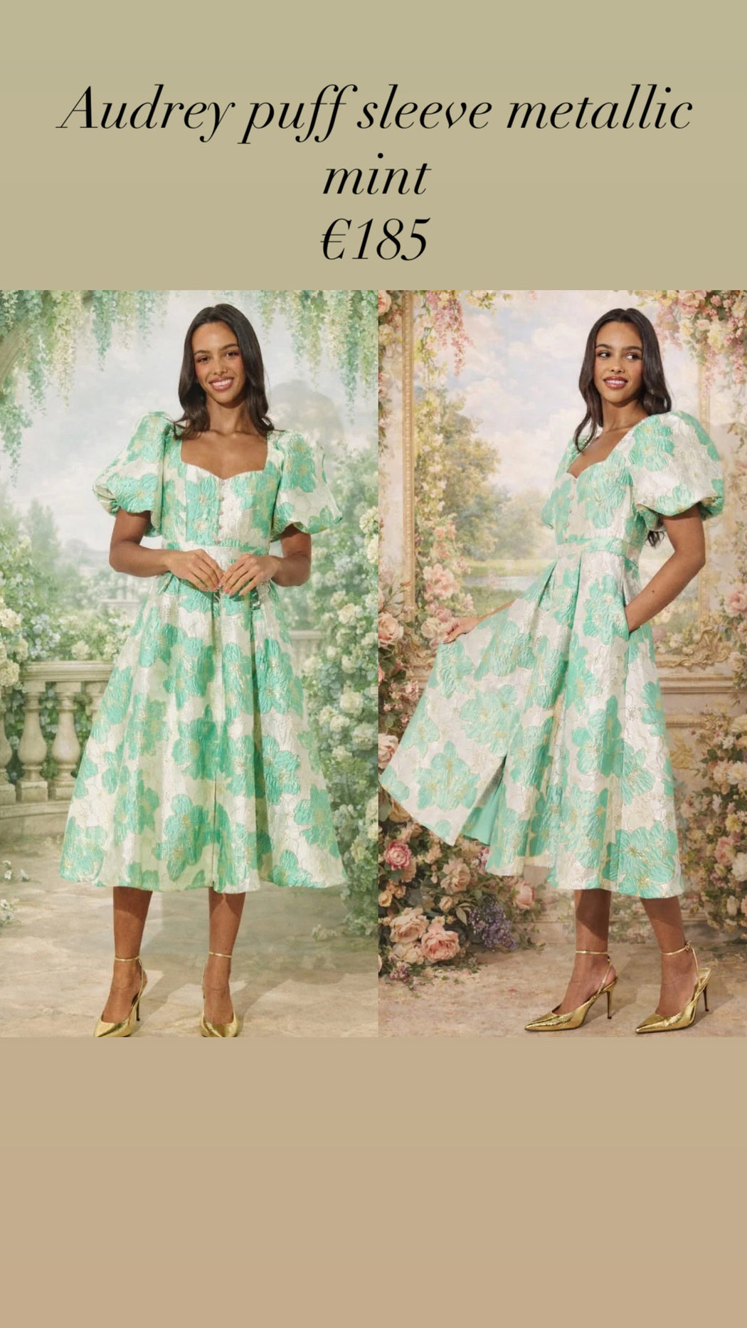 Audrey puff sleeve metallic mint