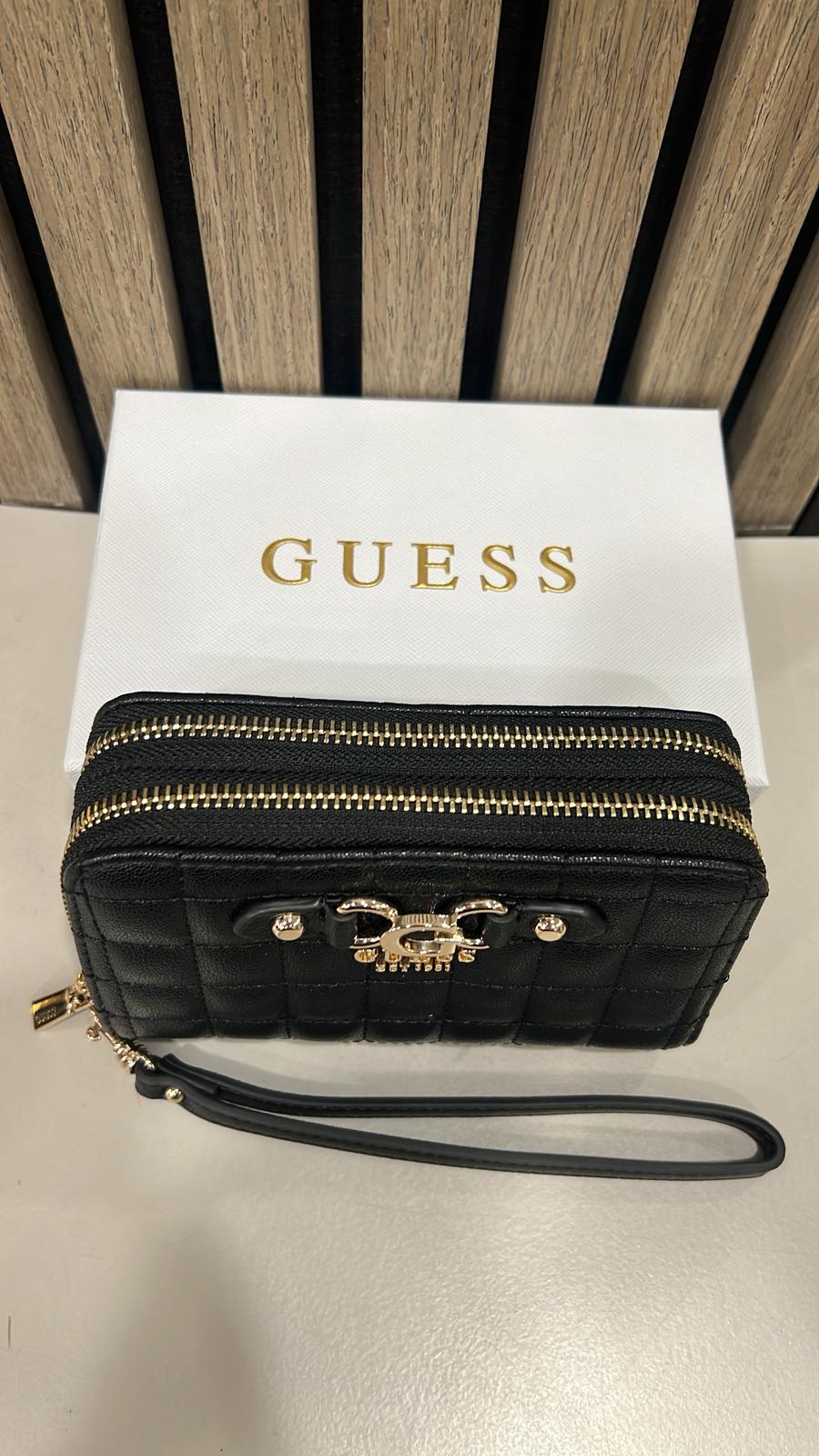 Qg8424164 guess black double zip nadira wallet