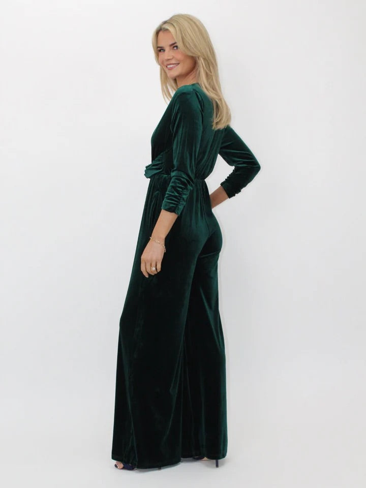 Sophia green velvet jumpsuit