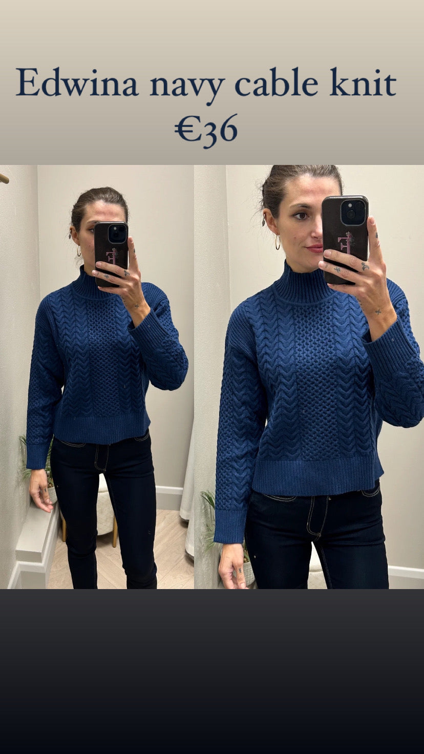 Edwina navy cable knit