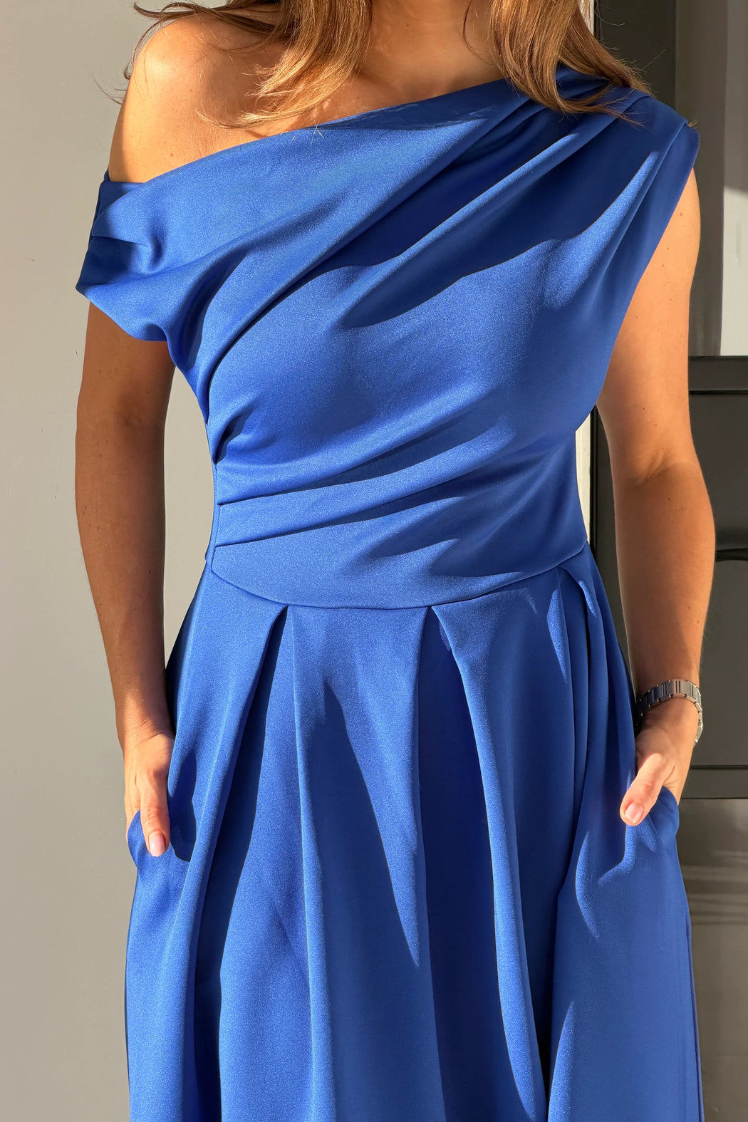 Betty Asymmetric Midi Dress Cobalt