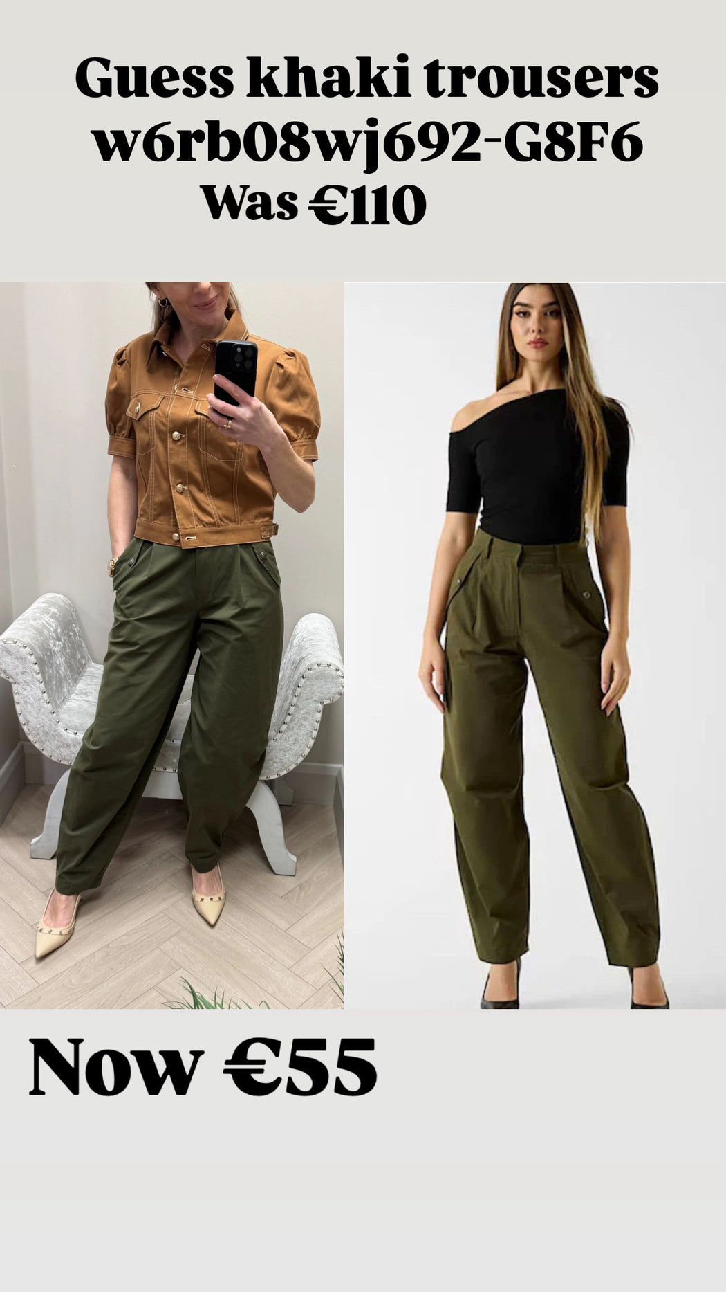 Guess khaki trousers w6rb08wj692-G8F6