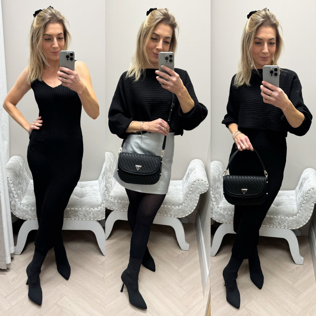 Amelia black knit dress