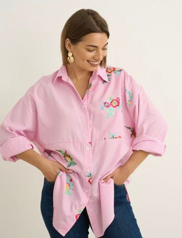 Shelly pink striped shirt