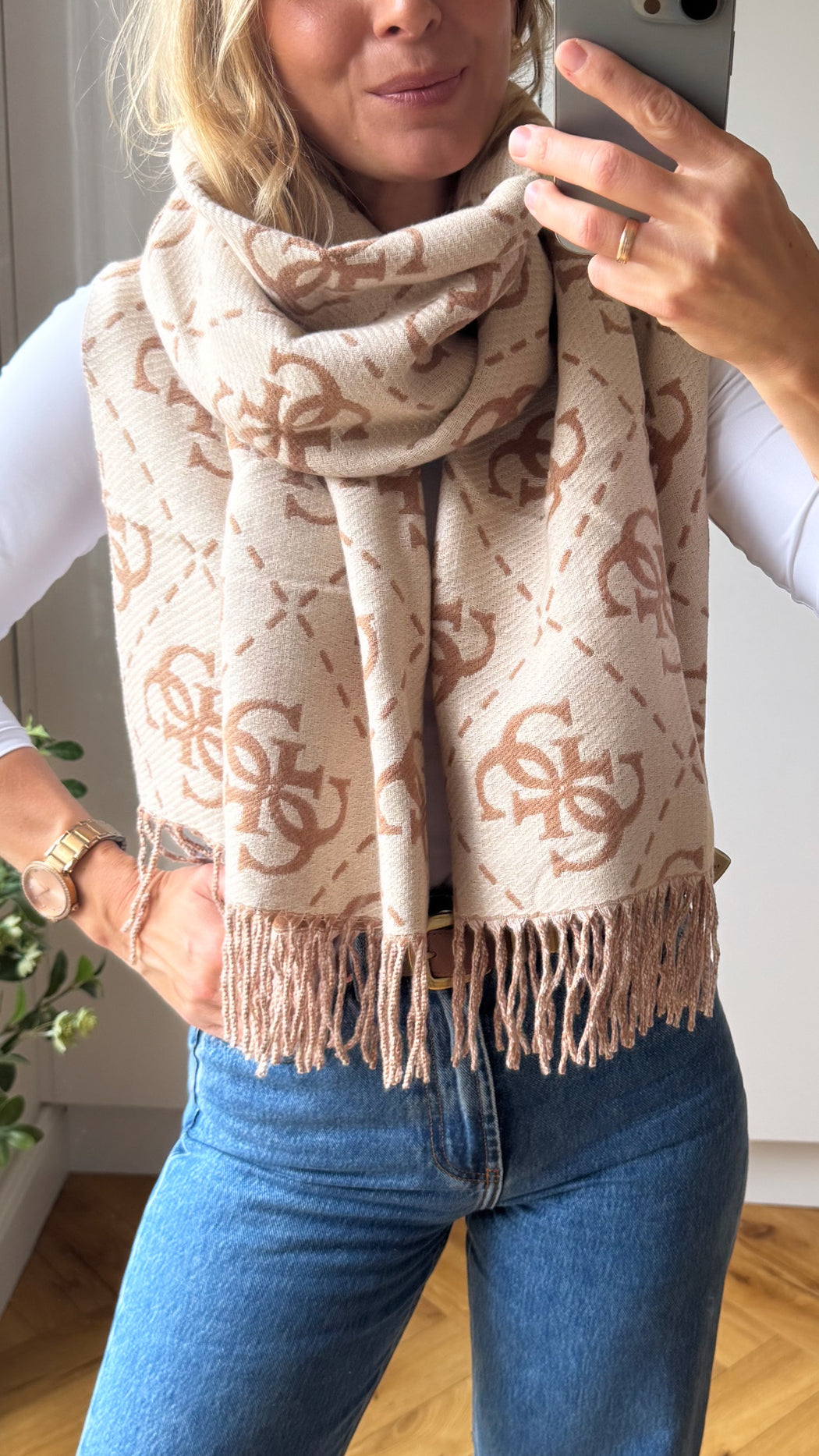 Nolana beige 4G logo scarf aw5217vis03