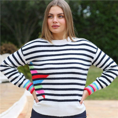 Darel navy stripe knit