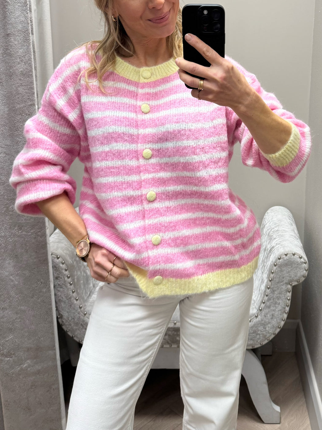Emma pink /yellow cardigan