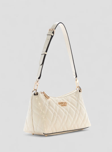 Guess off White Logo Isemay Shoulder Bag