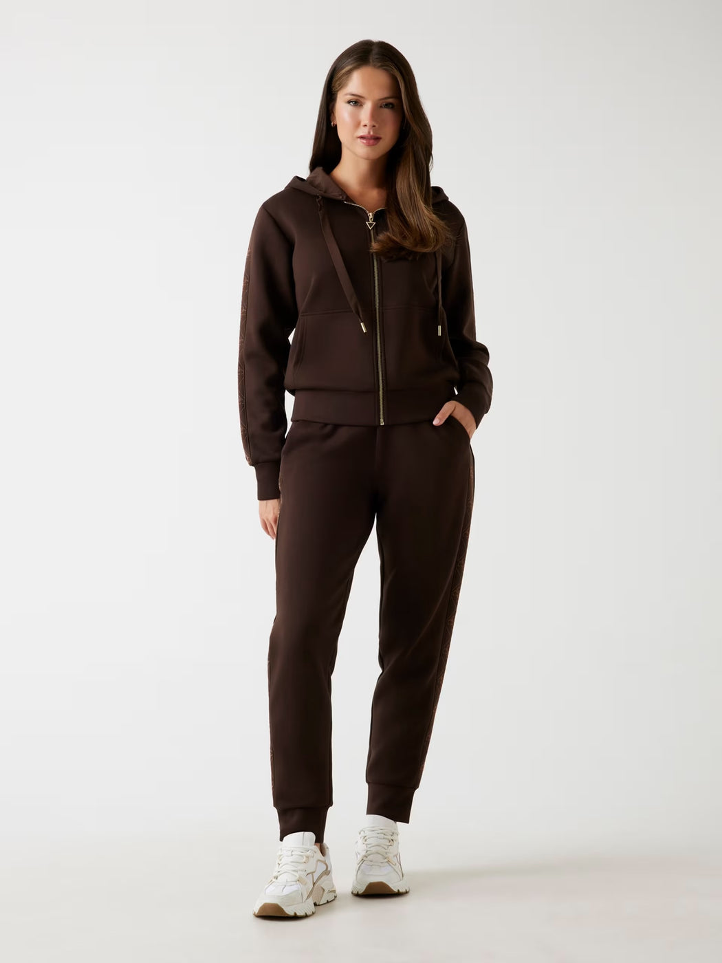Guess brown scuba zip sweater w5yq05kbye2