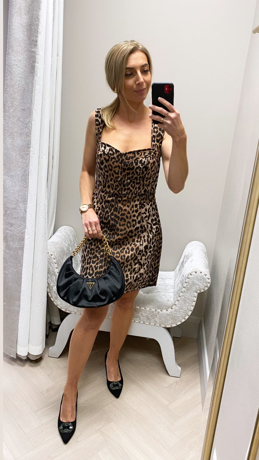 W4bk93wglj2 guess leopard mini dress