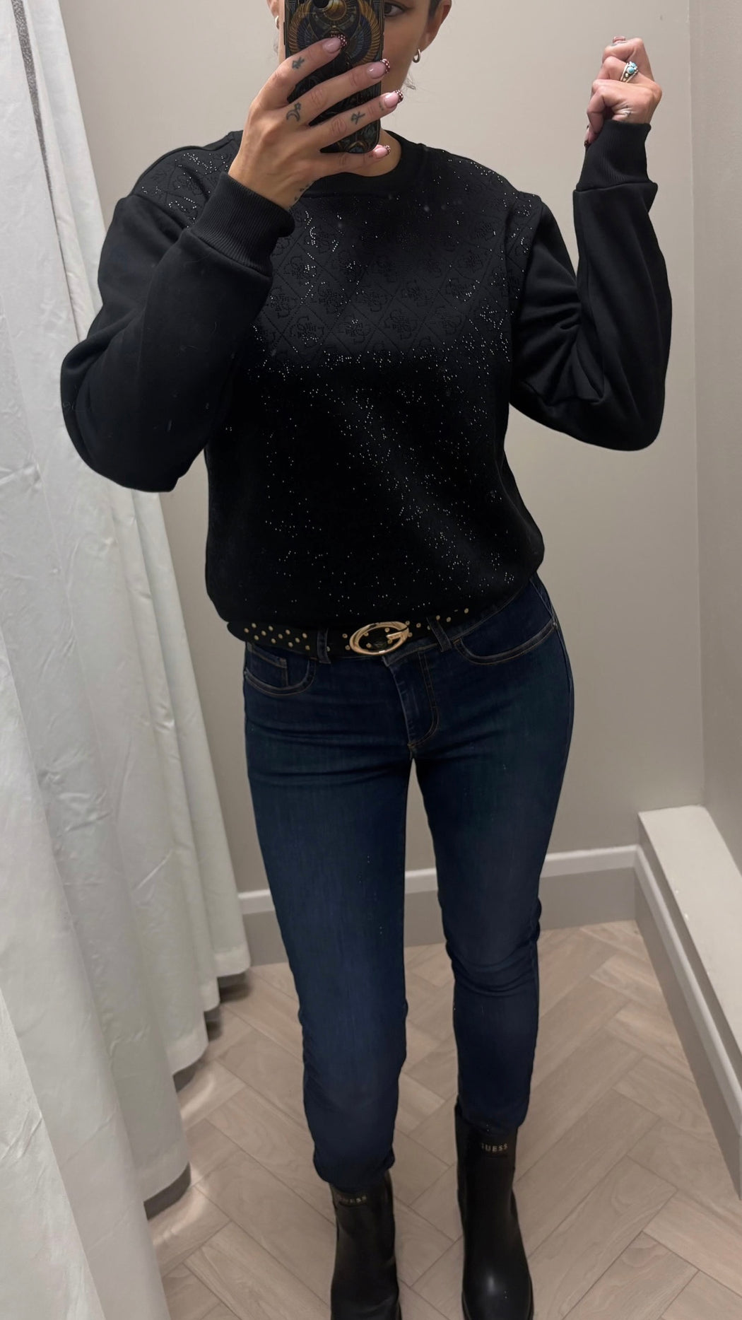 Guess black all over logo sweater w6bq14k6060