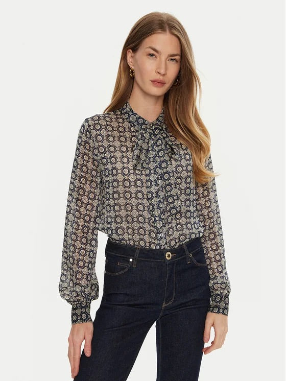 Blue guess oriane bow shirt w4bh63wgle2