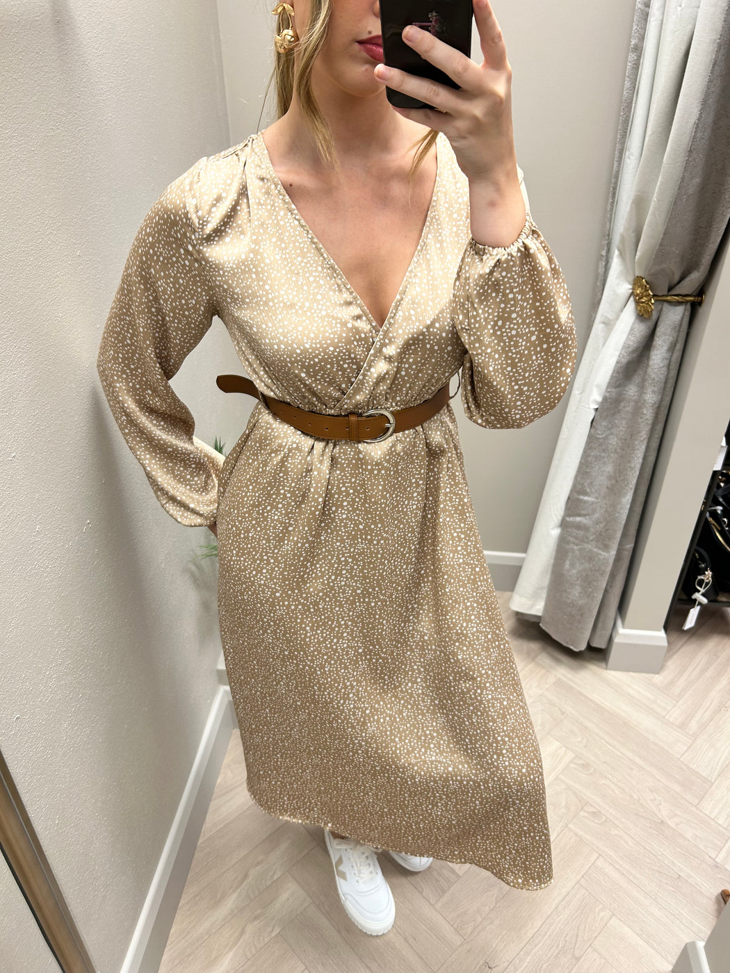 Laura beige print midi