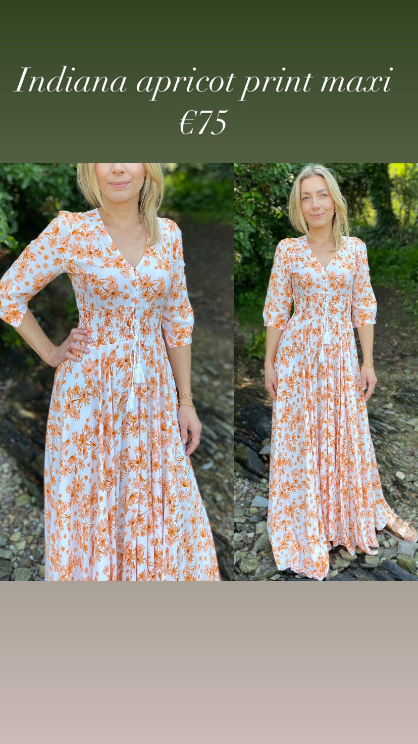 Indiana apricot print maxi