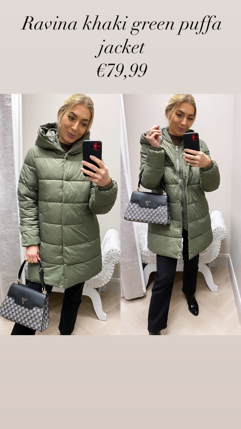 Ravina khaki green puffa jacket