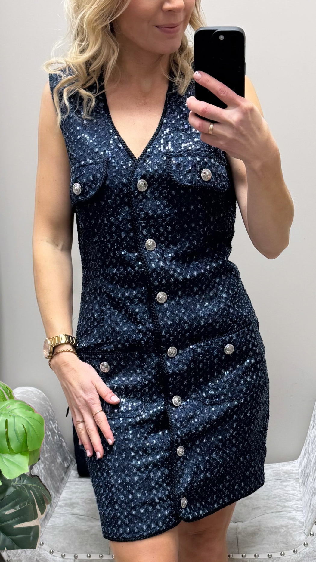 Guess denim sequinned  dress w5bk41d0771