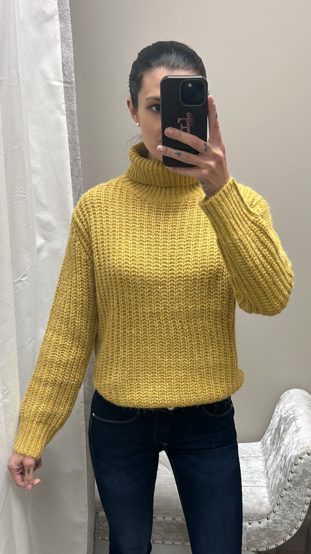 Taigete mustard turtle neck knit