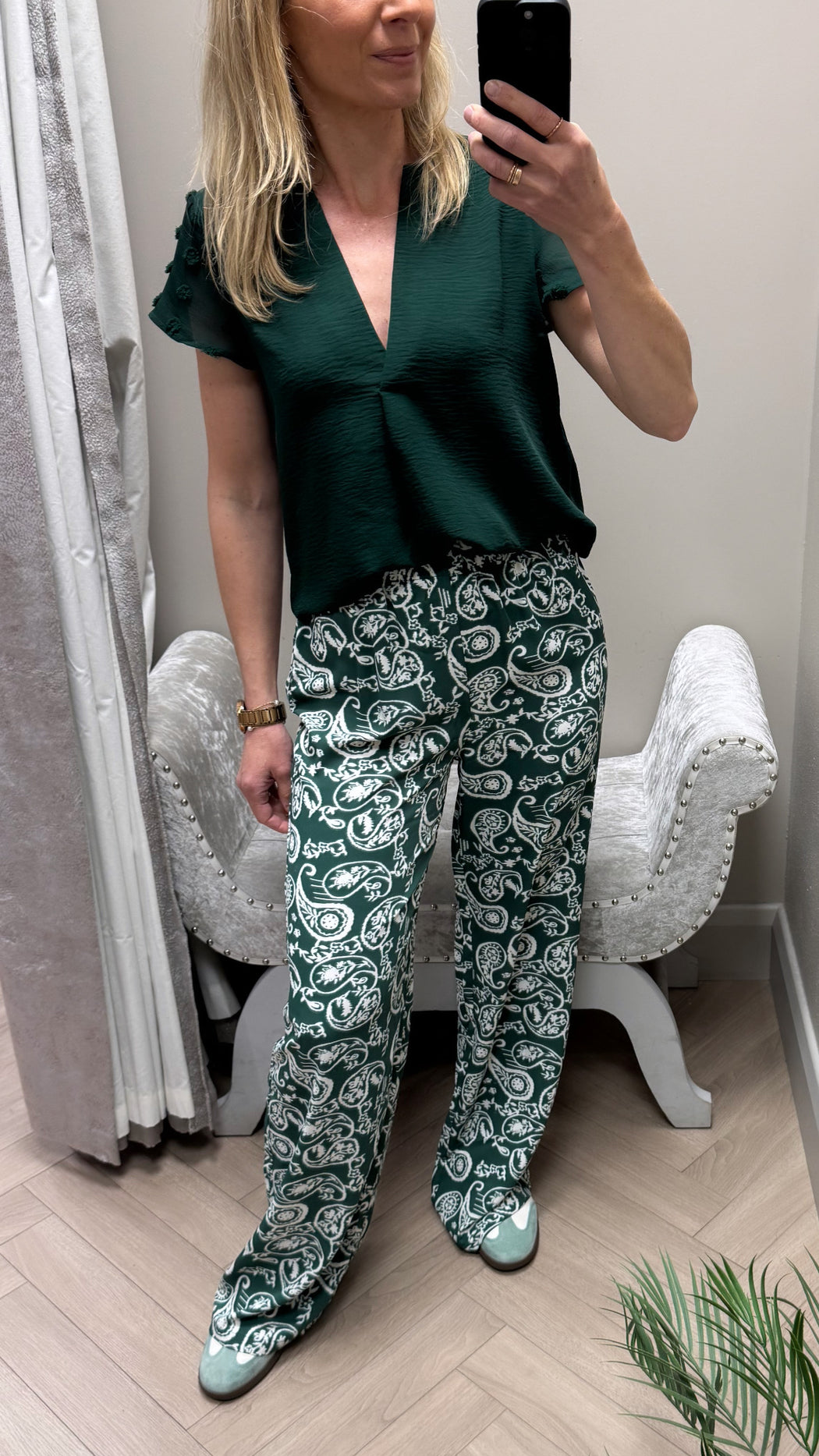 Nolita green print trousers