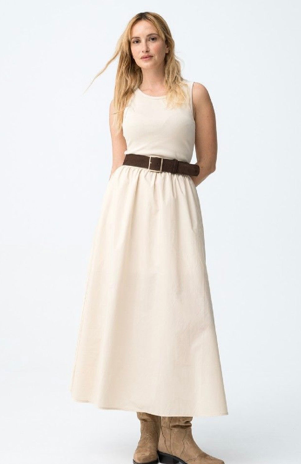 Figi cream midi dress