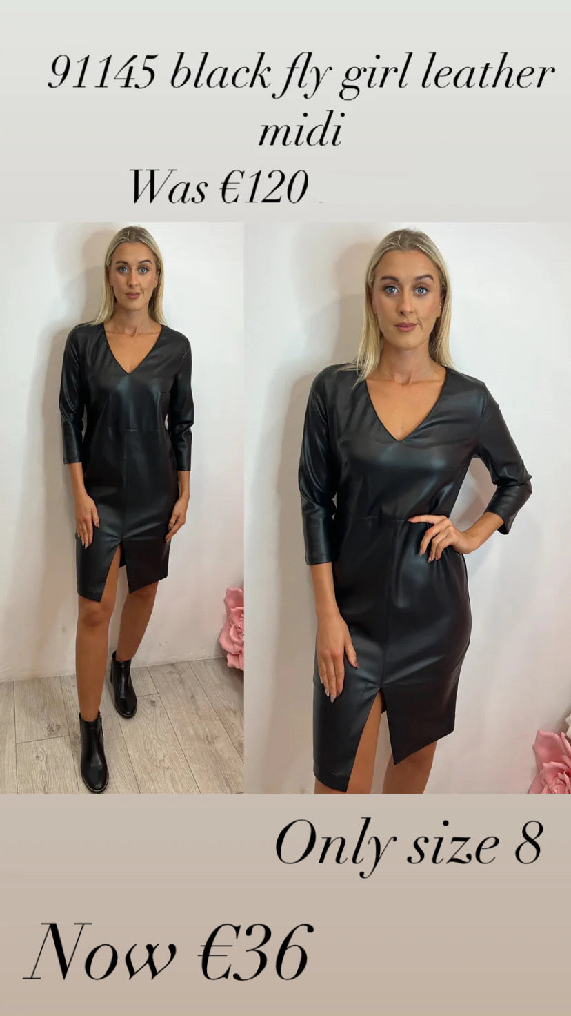 91145 black fly girl leather midi