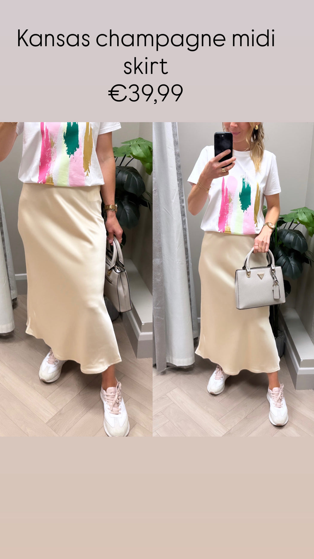 Kansas champagne midi skirt