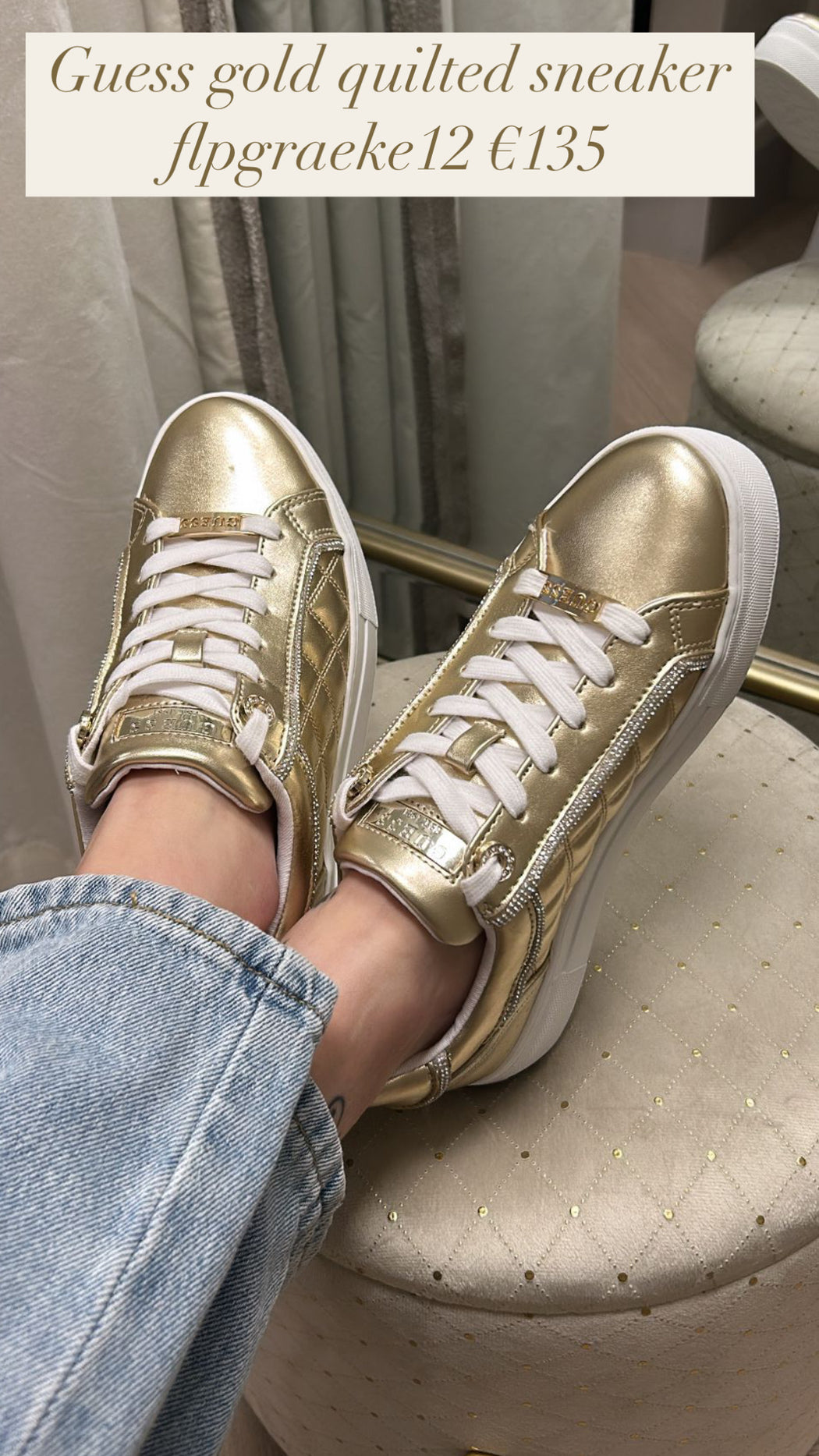 Guess gold quilted sneaker flpgraeke12