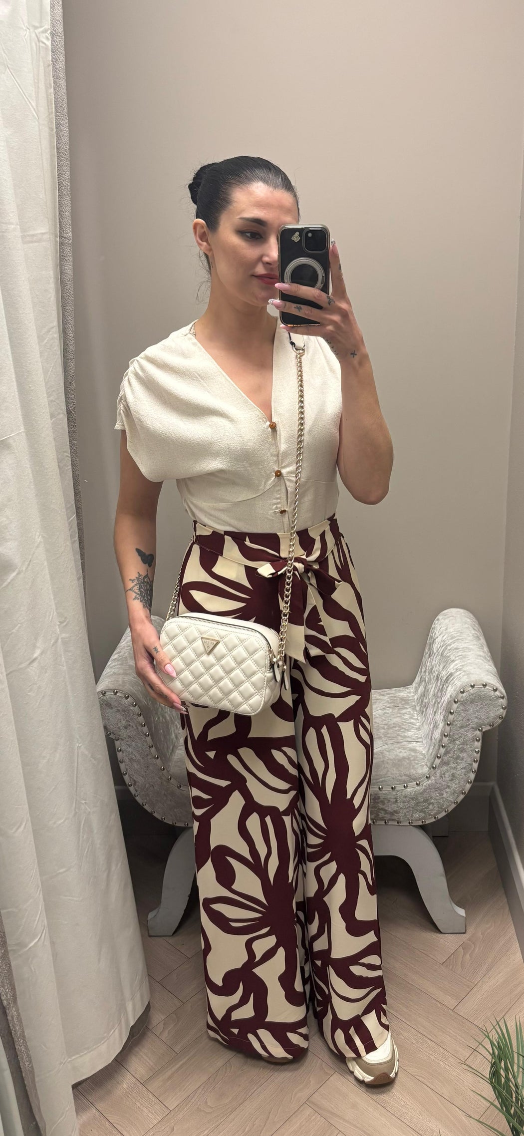 Musa beige frill sleeve top