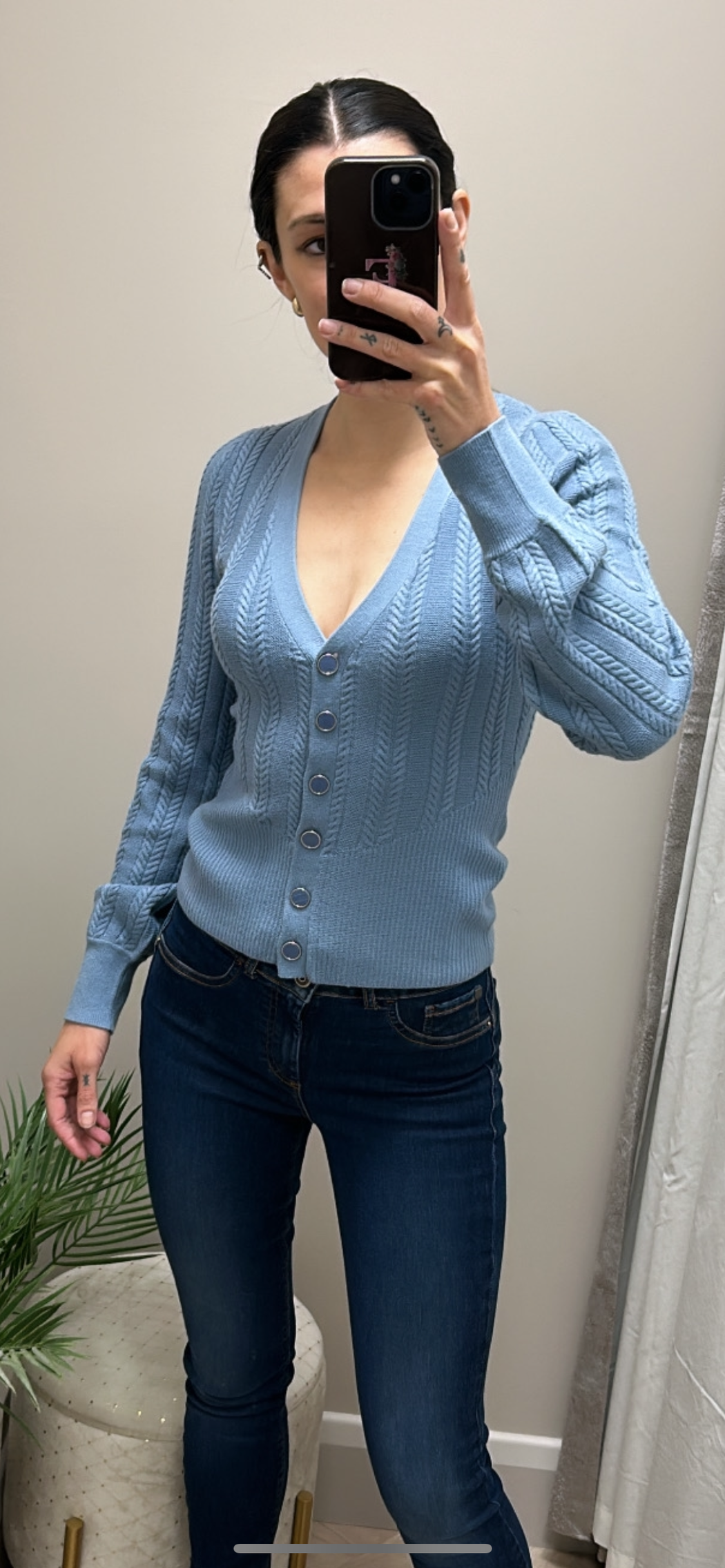 W4br31z2v42 guess blue ribbed cardi