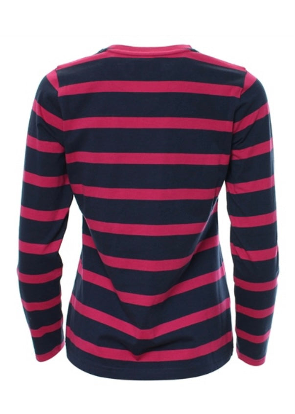 Relax & Renew Demelza navy cerise long sleeve tee