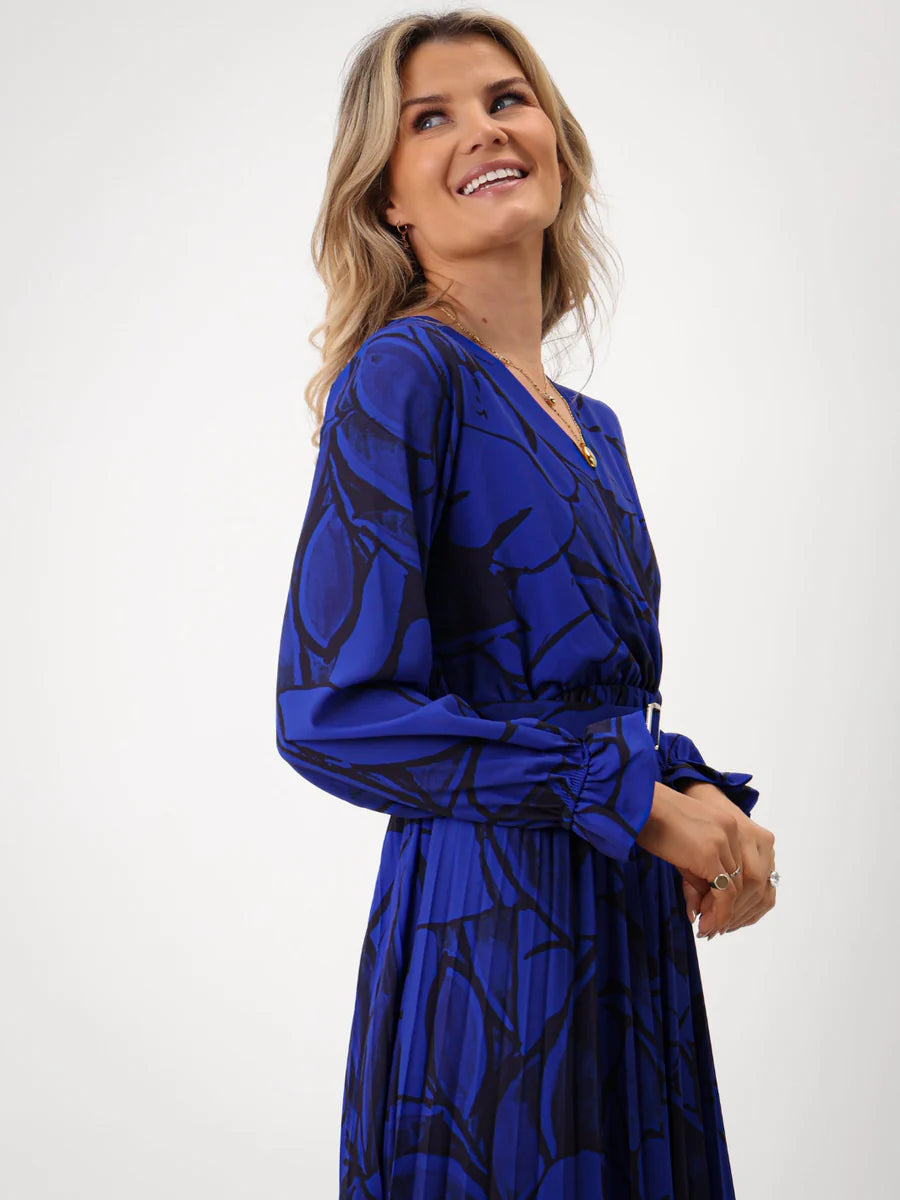 Positano royal blue print midi