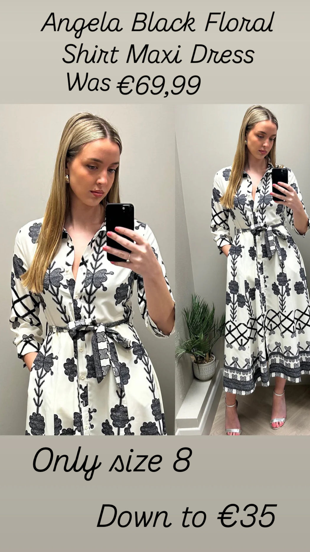 Angela Black Floral Shirt Maxi Dress