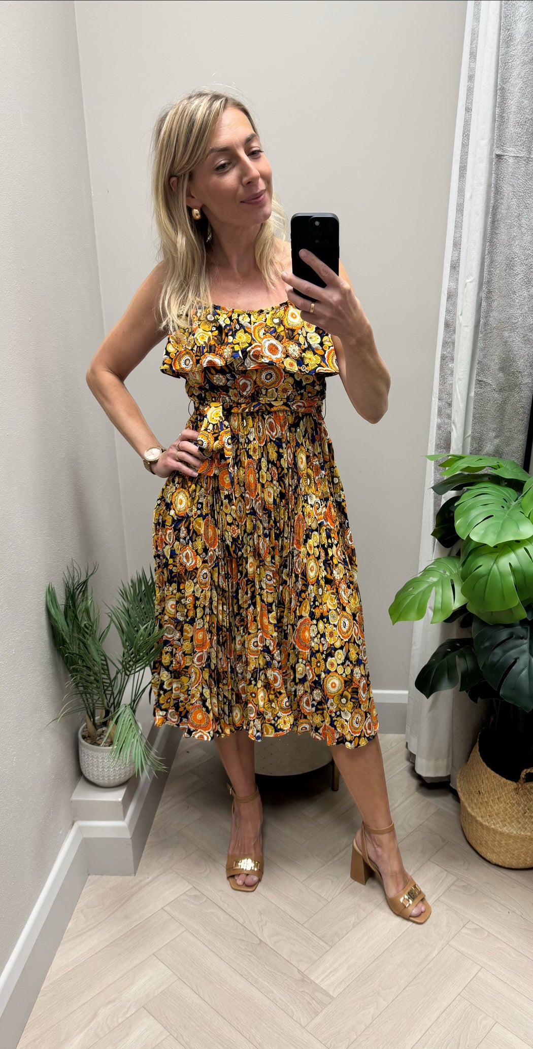 Grace black traffic print dress
