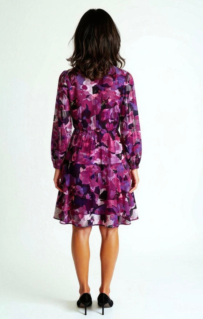 Purple floral frill dress