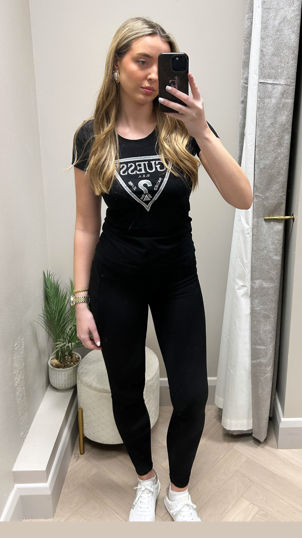 Guess black shiny triangle tee W5RI11J1314