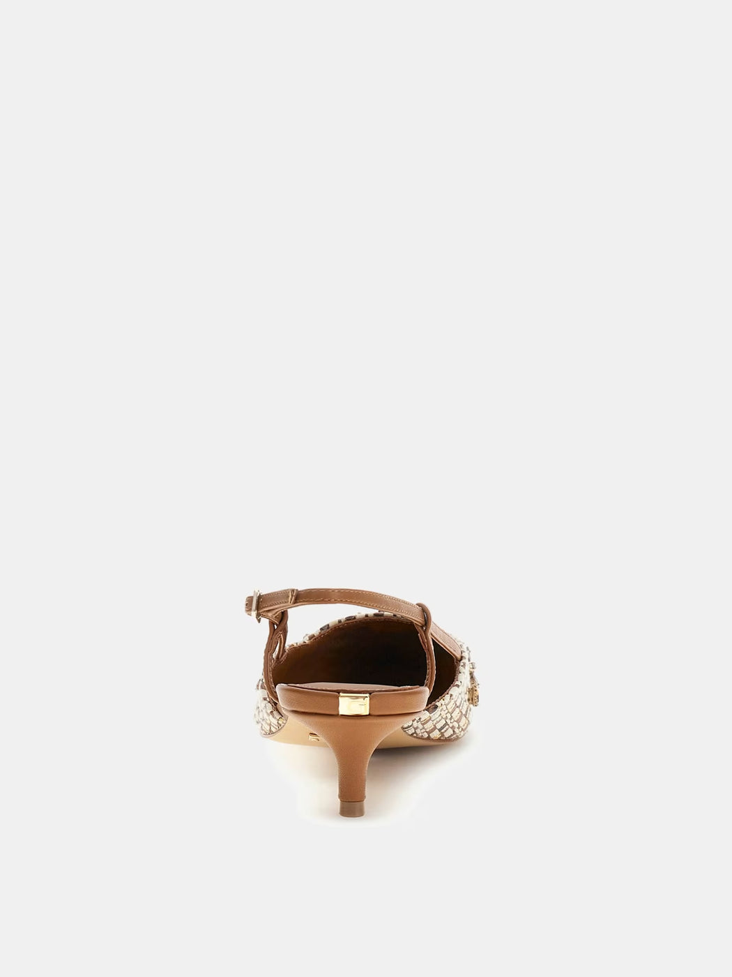 FLPJSNFAB03 Guess Brown Embellished Slingbacks.