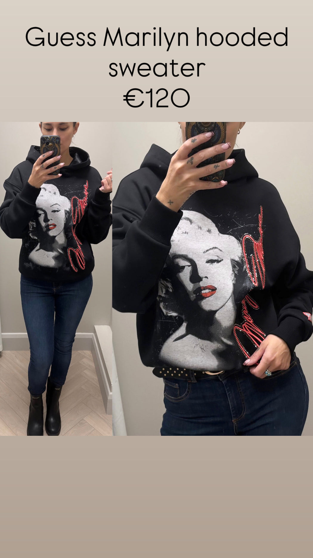 Guess Marilyn hooded sweater w6bq18k6664jblk