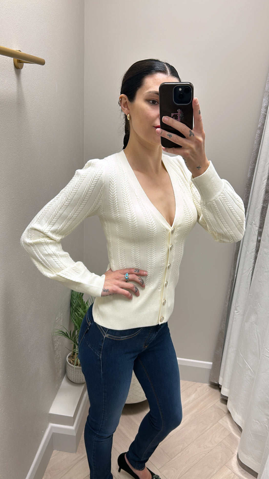 W4br31z2v42 guess cream  ribbed cardi