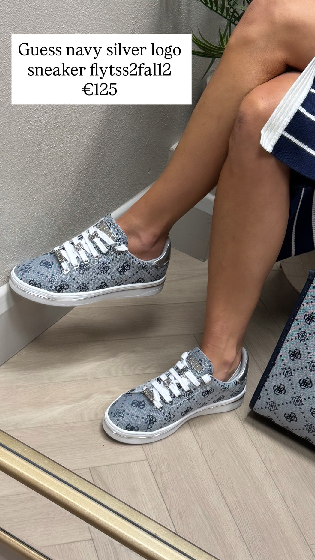 Guess navy silver logo sneaker flytss2fal12