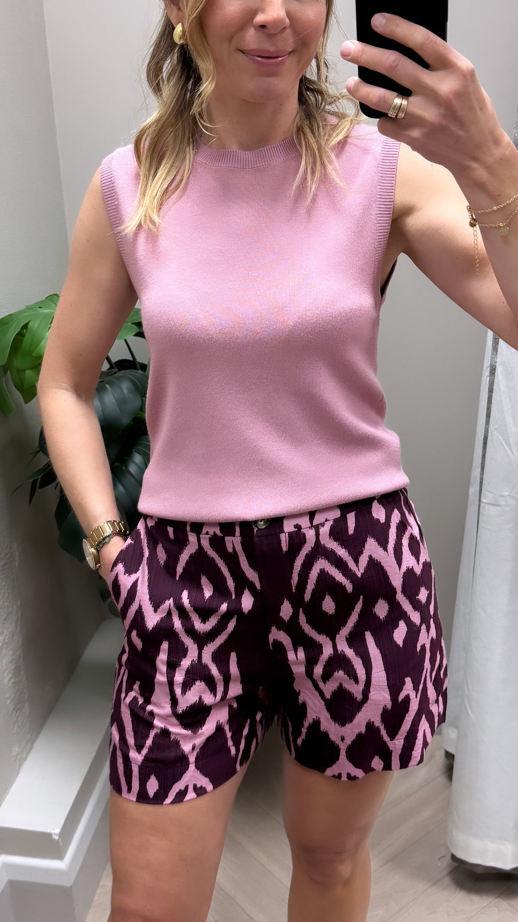 Nancy pink rib knit