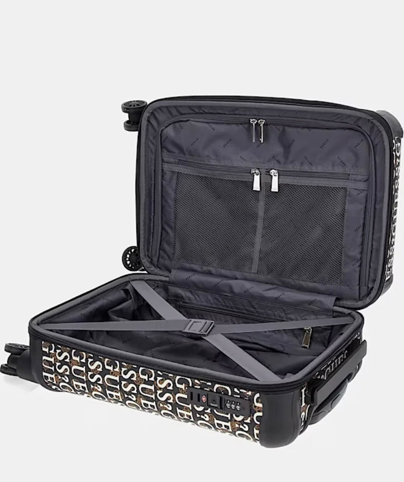 Guess stark brown multi logo trolley case e9270963