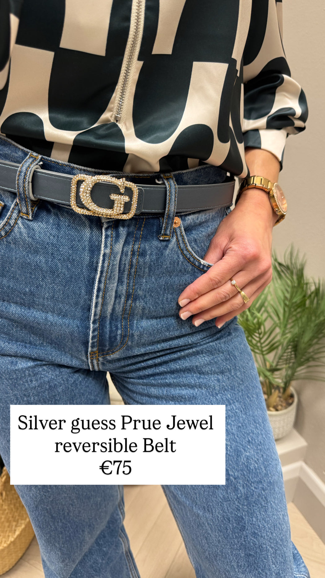 Silver guess Prue Jewel reversible  Belt