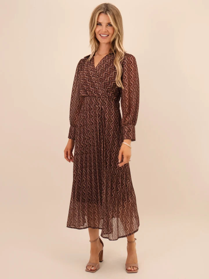 Brown print positano dress