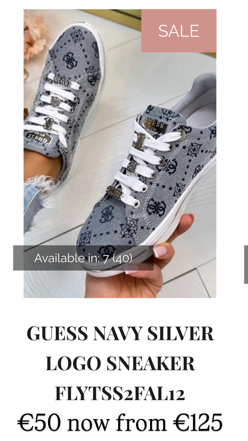 Guess navy silver logo sneaker flytss2fal12