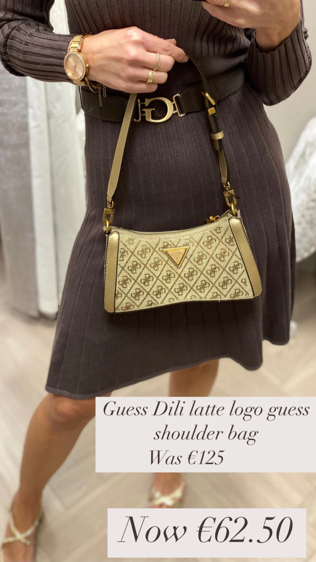 Guess Dili latte logo guess shoulder bag