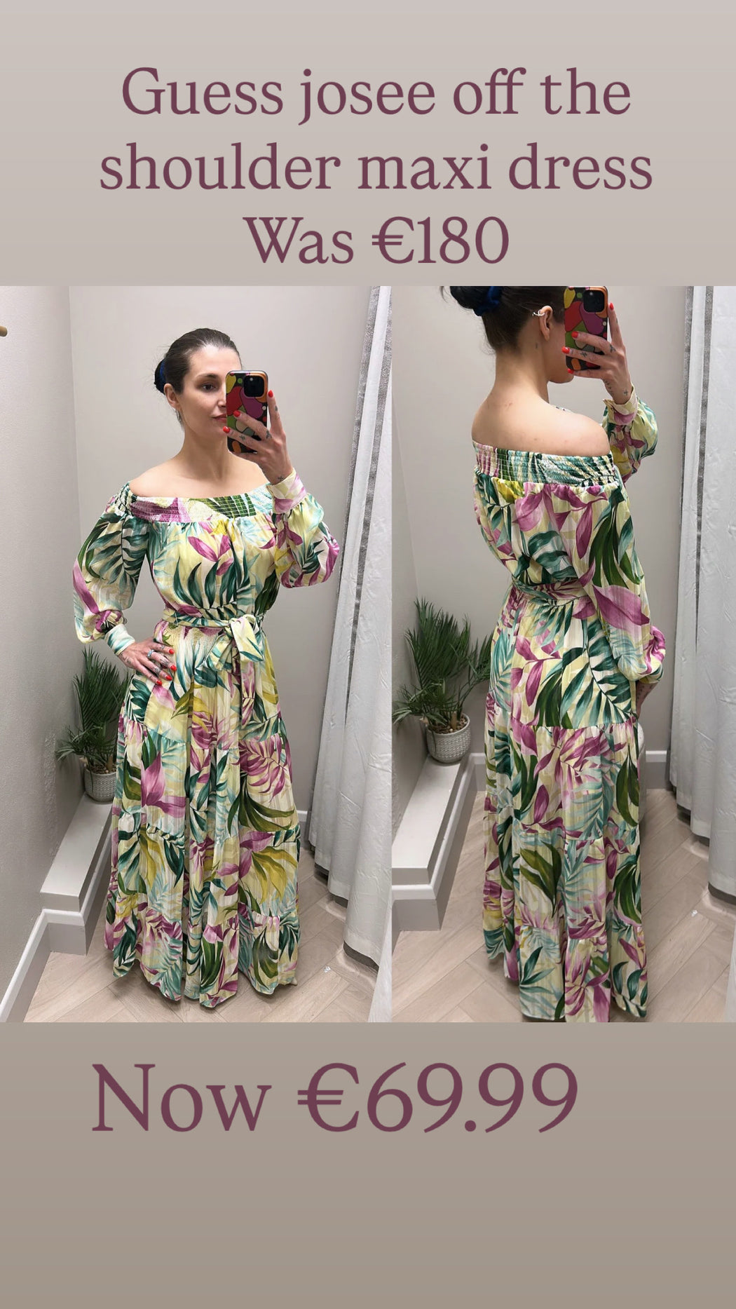 Guess josee off the shoulder maxi dress W5GK16WH9Z2