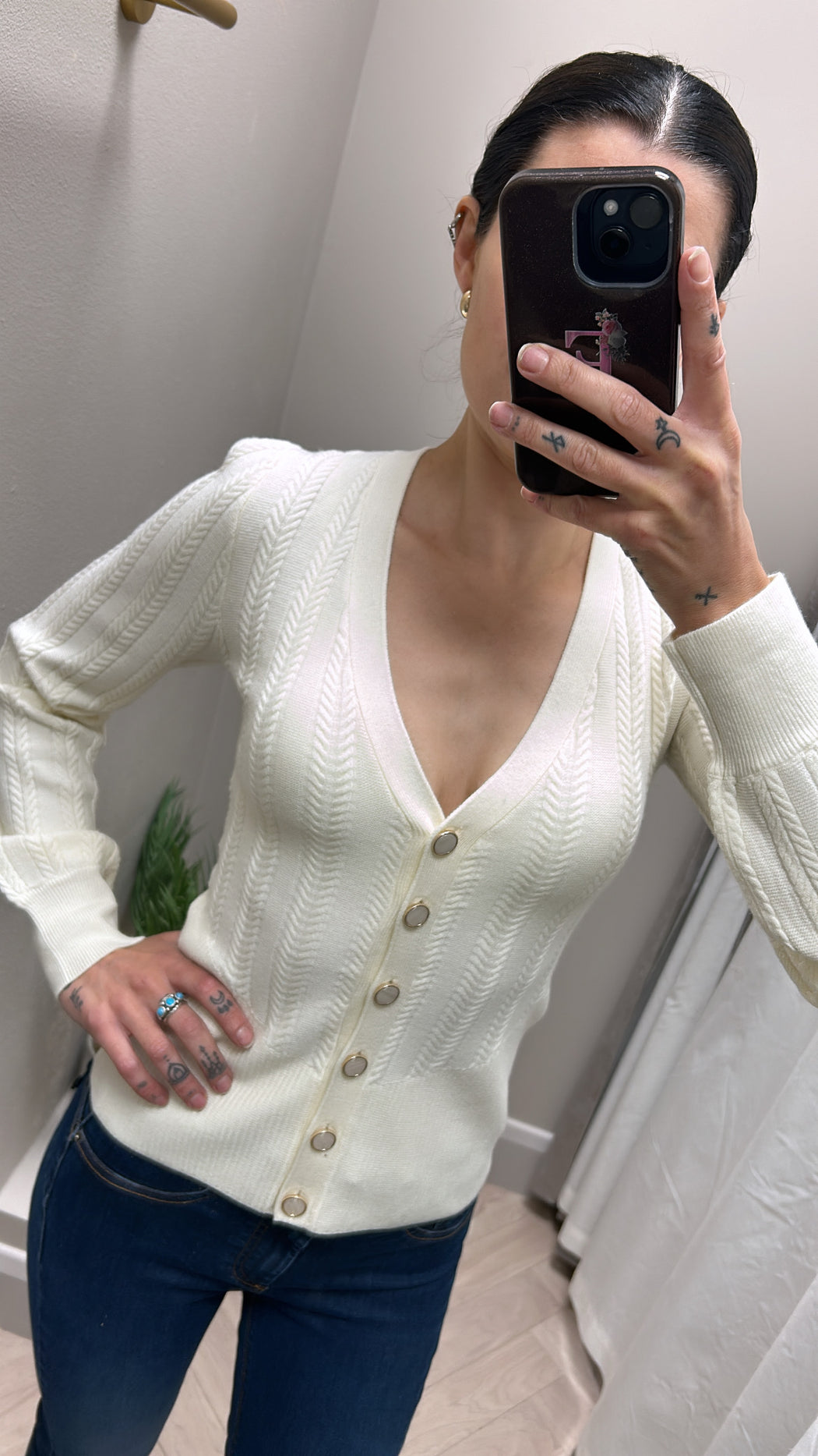 W4br31z2v42 guess cream  ribbed cardi