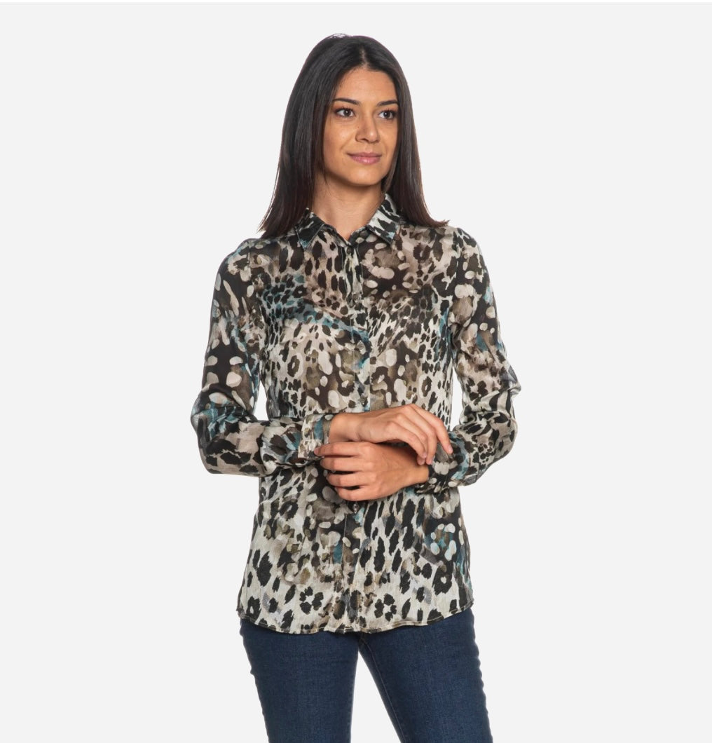 Guess clouis green print shirt w5yk98z2yk2-F7Bg
